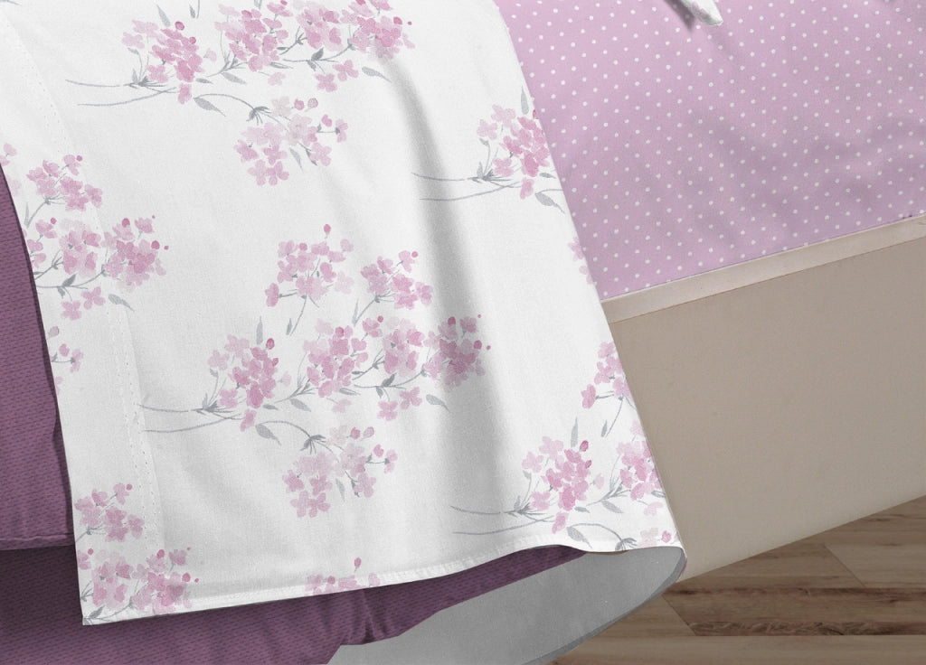 Completo Lenzuola Letto 100% Cotone Made Italy 3027 Disegno Primavera - Singolo - Rosa