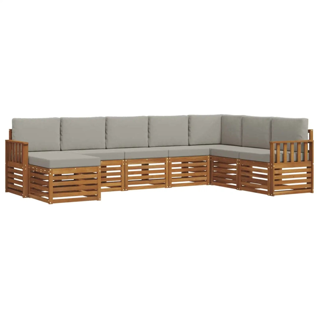Set di divani da esterno 8 pcs Grigio Naturale e Chiaro