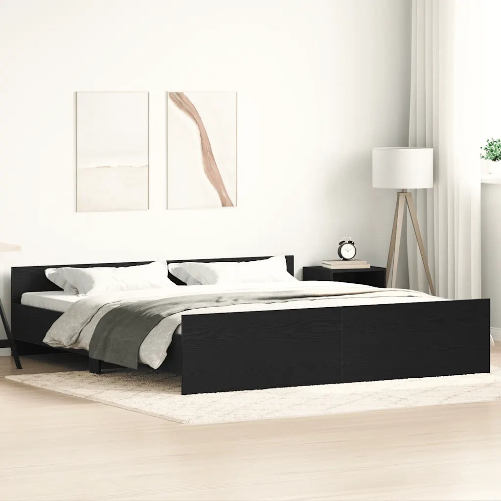 vidaXL Struttura letto senza materasso in rovere nero 180x200 cm in legno composito