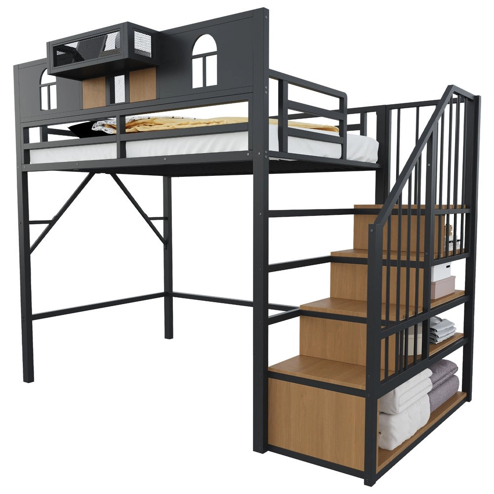 Letto a soppalco ¨C Minimal ¨C nero, metallo, 90x200 cm