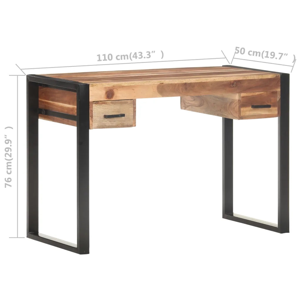 Scrivania 110x50x76 cm in Legno Massello con Finitura Sheesham cod mxl 57259