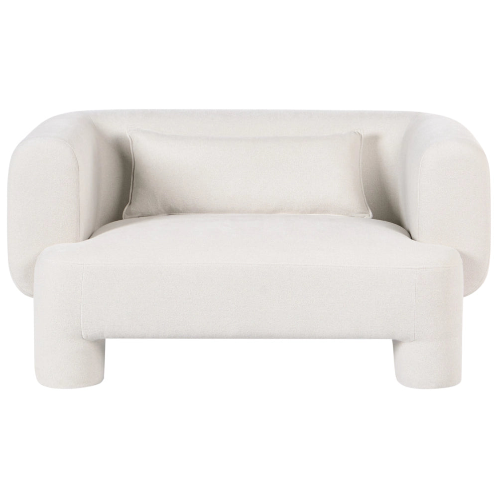 Set da salotto Divano a 3 posti in tessuto bianco morbido e sinuoso Poltrona Loveseat Stile retrò minimalista