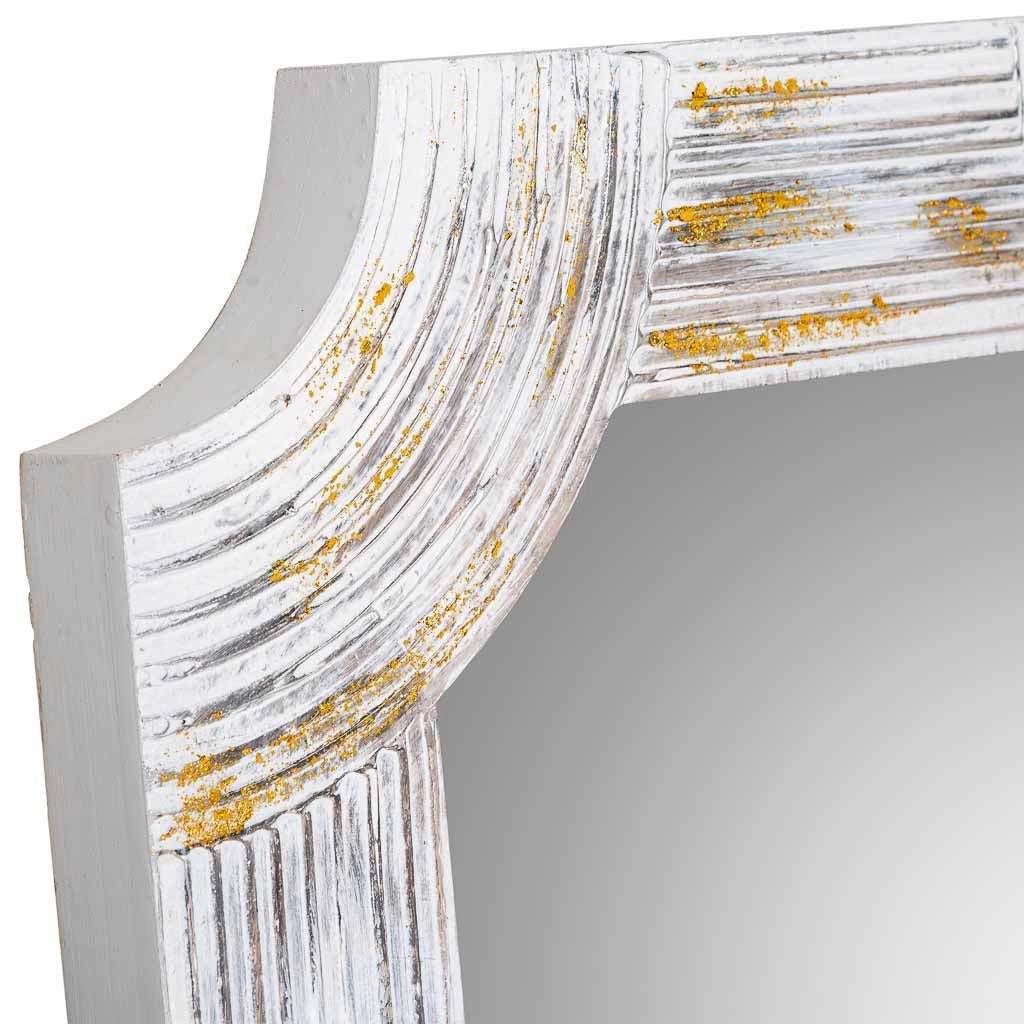 Specchio rettangolare in legno con rilievo grigio 60x120x5h