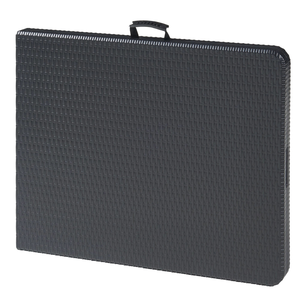 Tavolo da Picnic Mark Pieghevole 180 x 75 x 72 cm Nero Effetto Rattan [en.casa]
