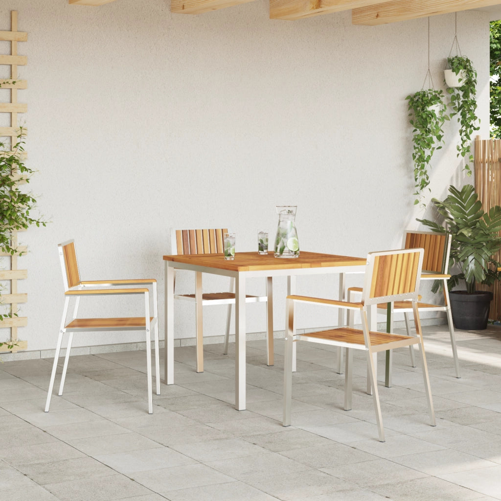 Set da Pranzo da Giardino 5 Pezzi in Legno Massello di Acacia