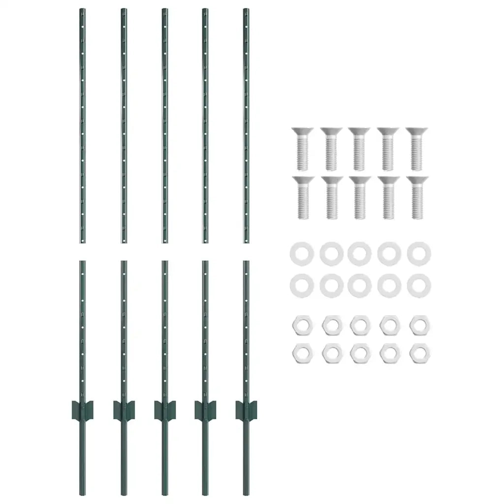 Palo della recinzione 5 pcs Verde 120 cm Acciaio 42006266