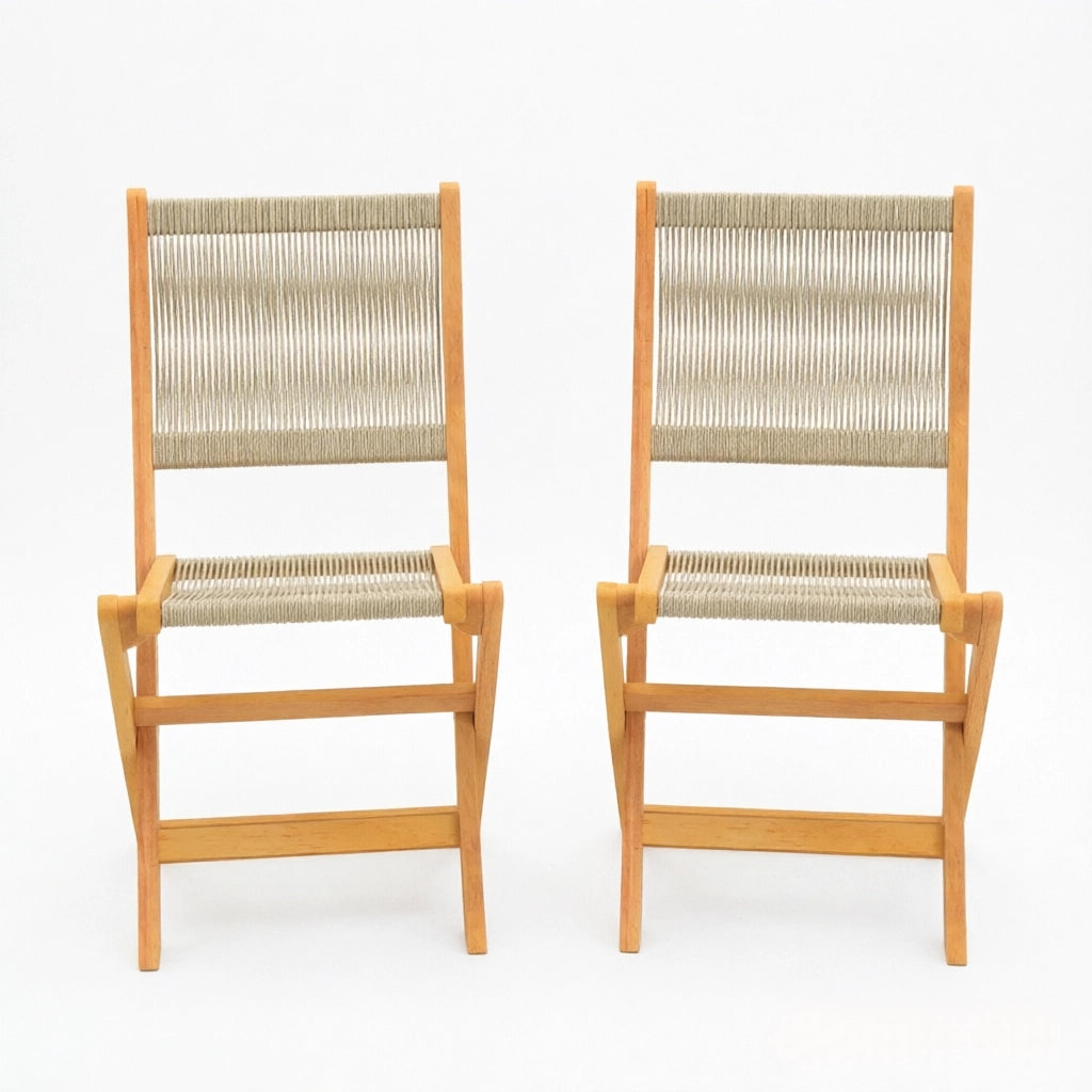 SEDIA DA GIARDINO PIEGHEVOLE 48x55,5x88 cm Beige/Naturale Set da 2 pezzi