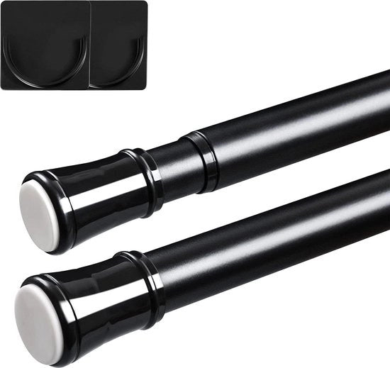 Telaio per tende 120 cm senza fori - Nero - Installazione semplice del telaio per tende senza fori