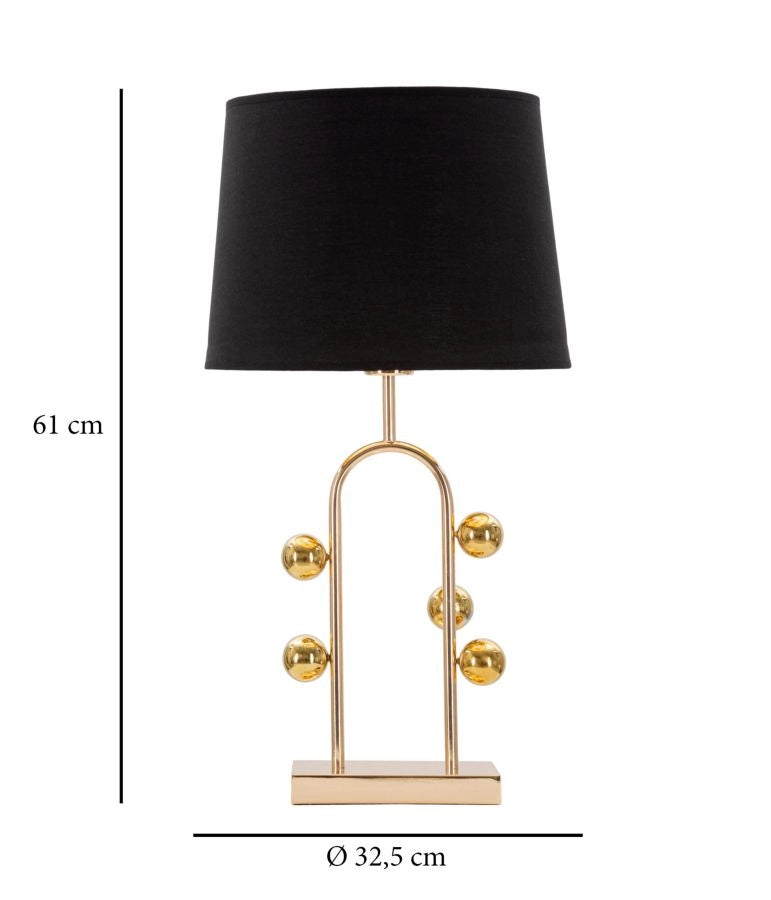 Lampada da tavolo con sfere dorate, paralume nero diam 32x61cm Bubble