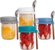 Contenitori per Overnight Oat - Cibi per Colazione - Preparazione Anticipata - Imbevibili e Aereostatici - 350 ml