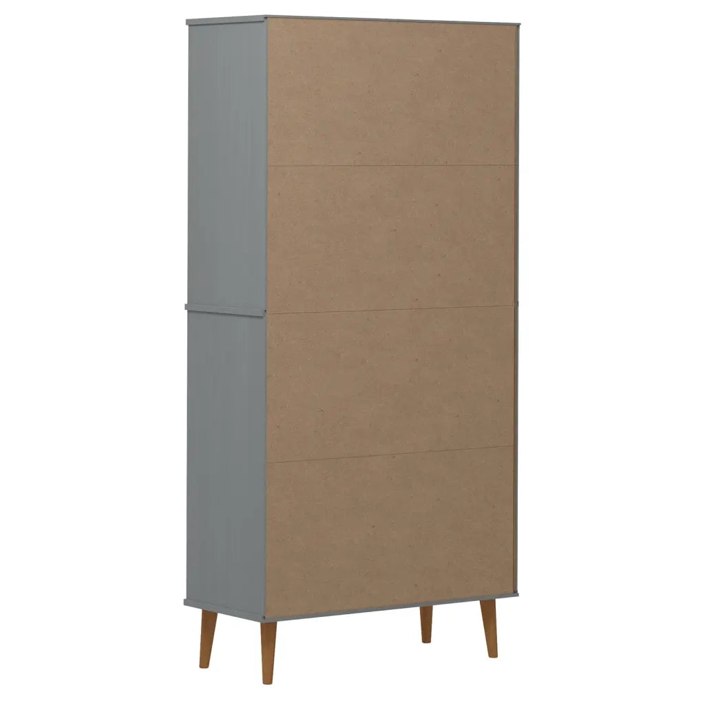 Libreria-Scaffale per Libri-Mobile di Stoccaggio MOLDE Grigia 85x35x170,5 cm in Legno Massello di Pino