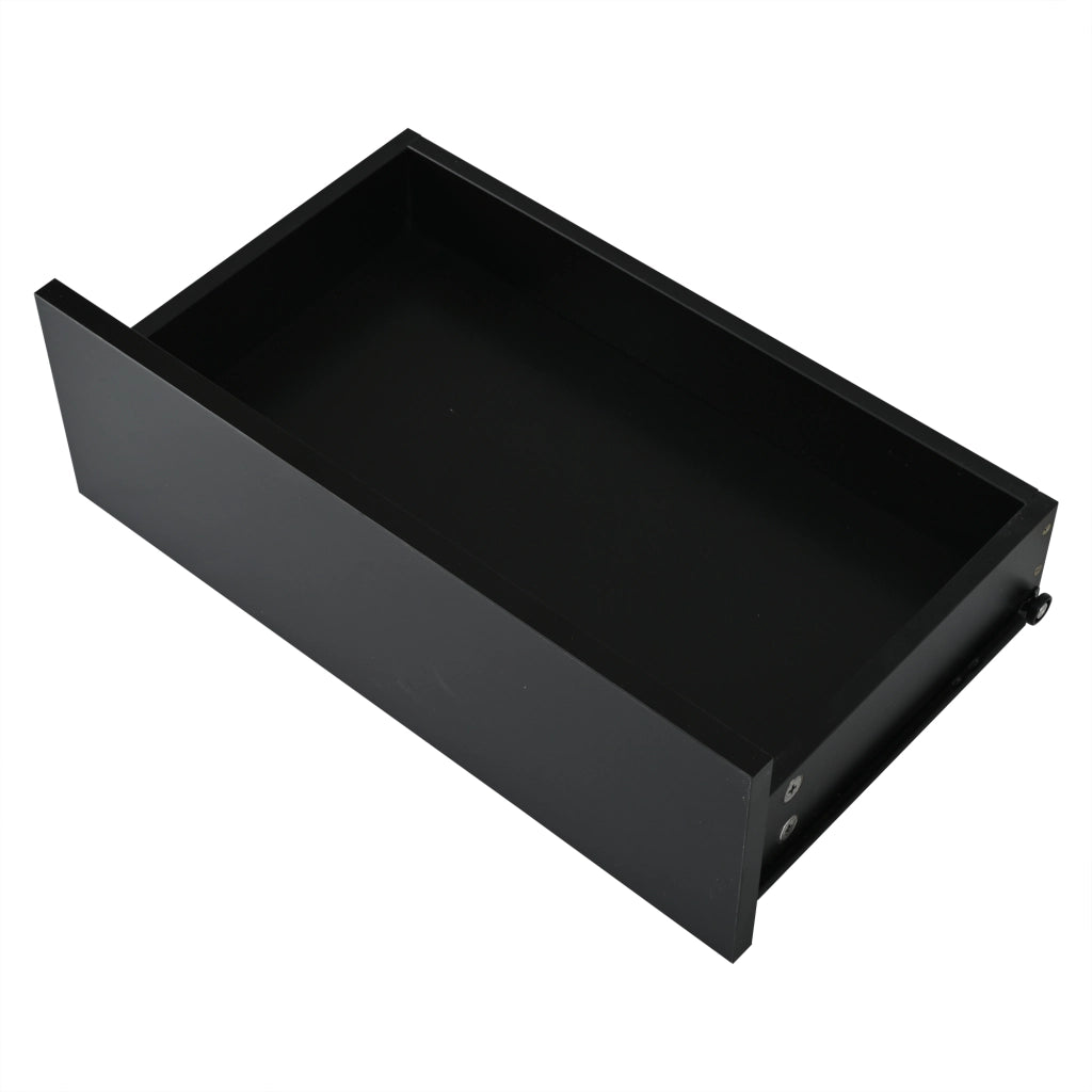 Tavolino da caffè 100x50x36 cm con LED e 2 cassetti in truciolato nero