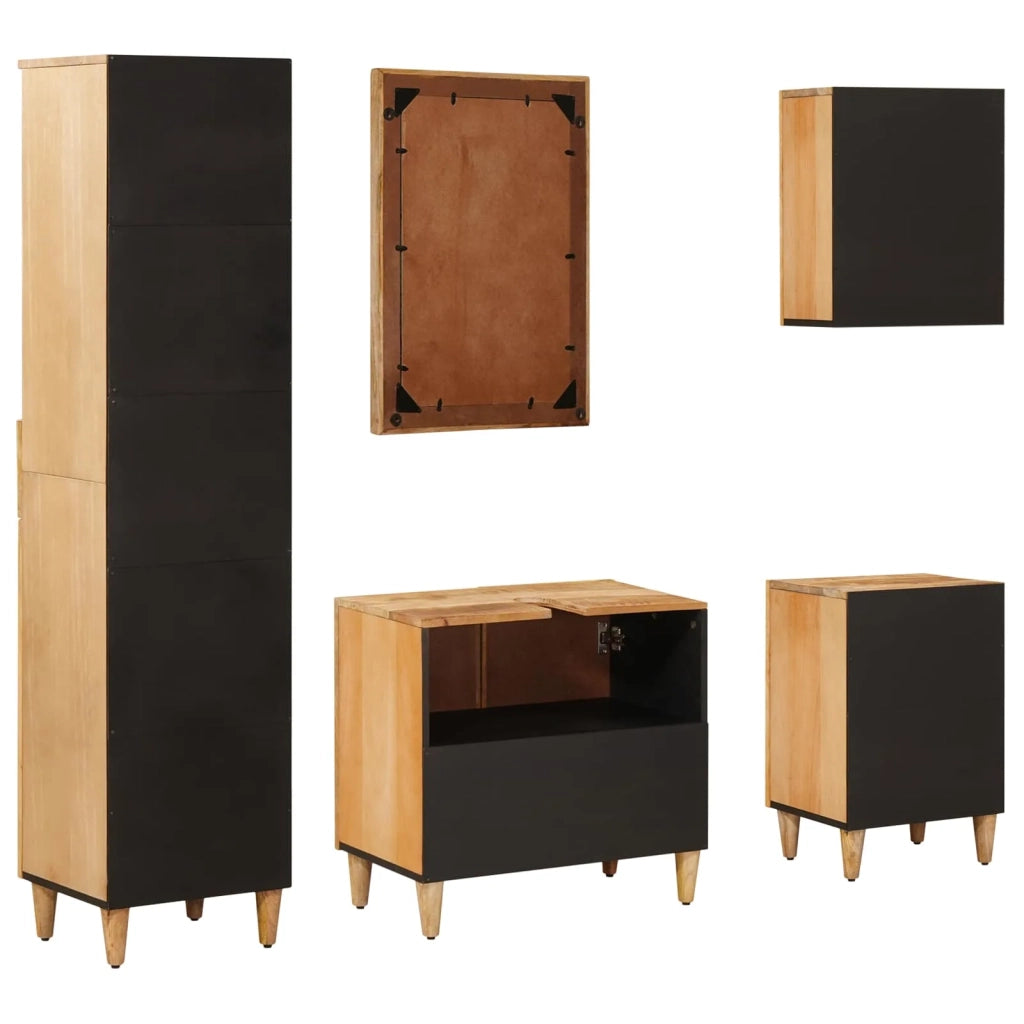 Set di Armadi da Bagno con porta 5 pcs Legno di mango massello