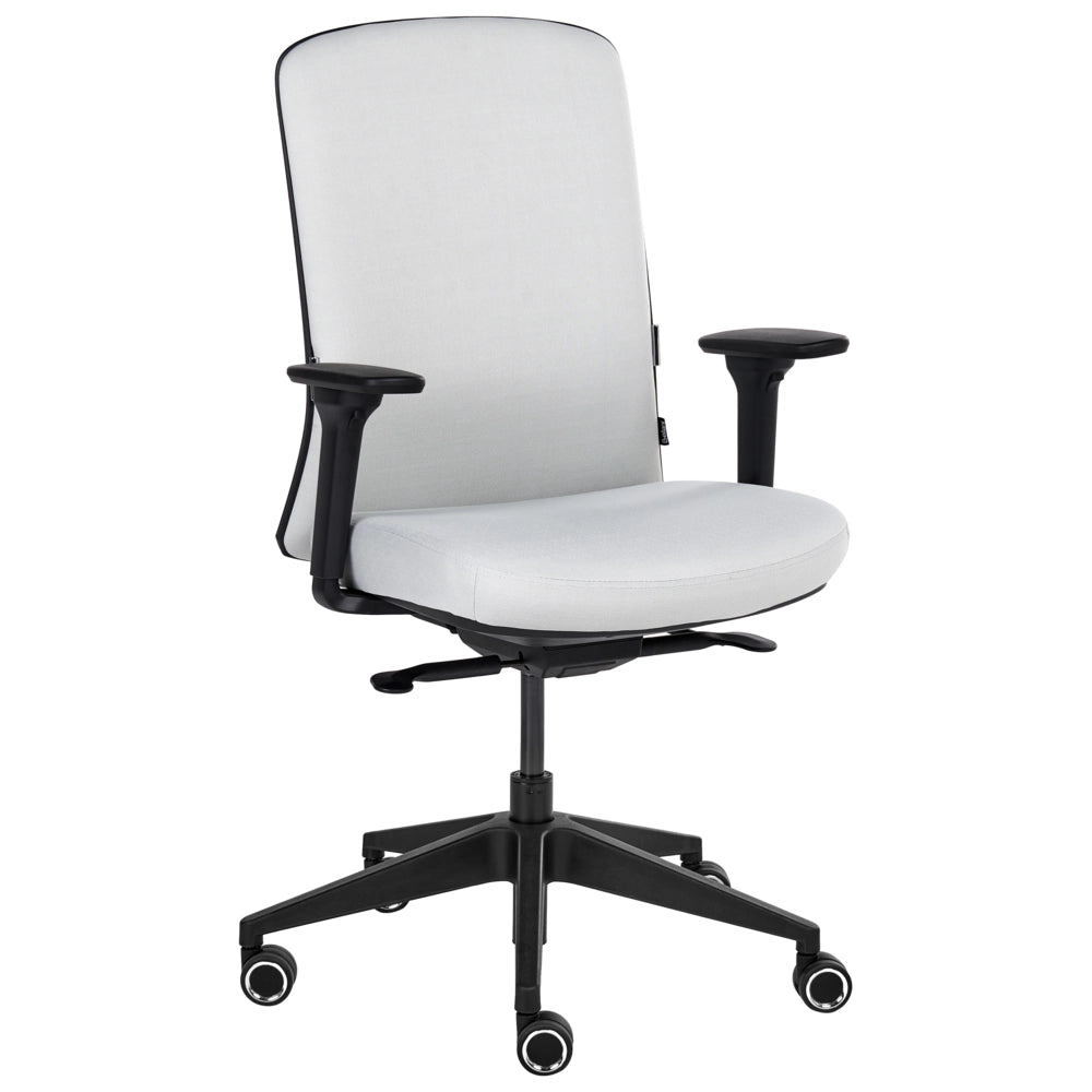 Sedia da ufficio ergonomica con schienale regolabile, seduta scorrevole, braccioli regolabili e supporto lombare grigio