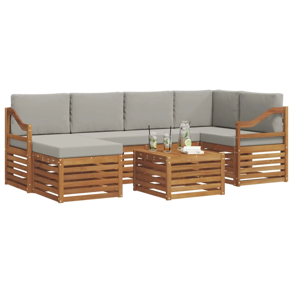 Set divano sezionale con cuscino 7 pcs Grigio Naturale e Chiaro