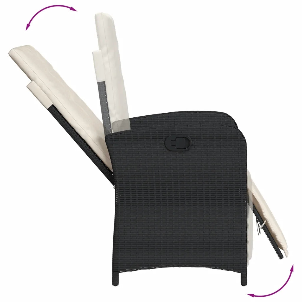 Set da BistrÃ² 3 pz con Cuscini Nero in Polyrattan