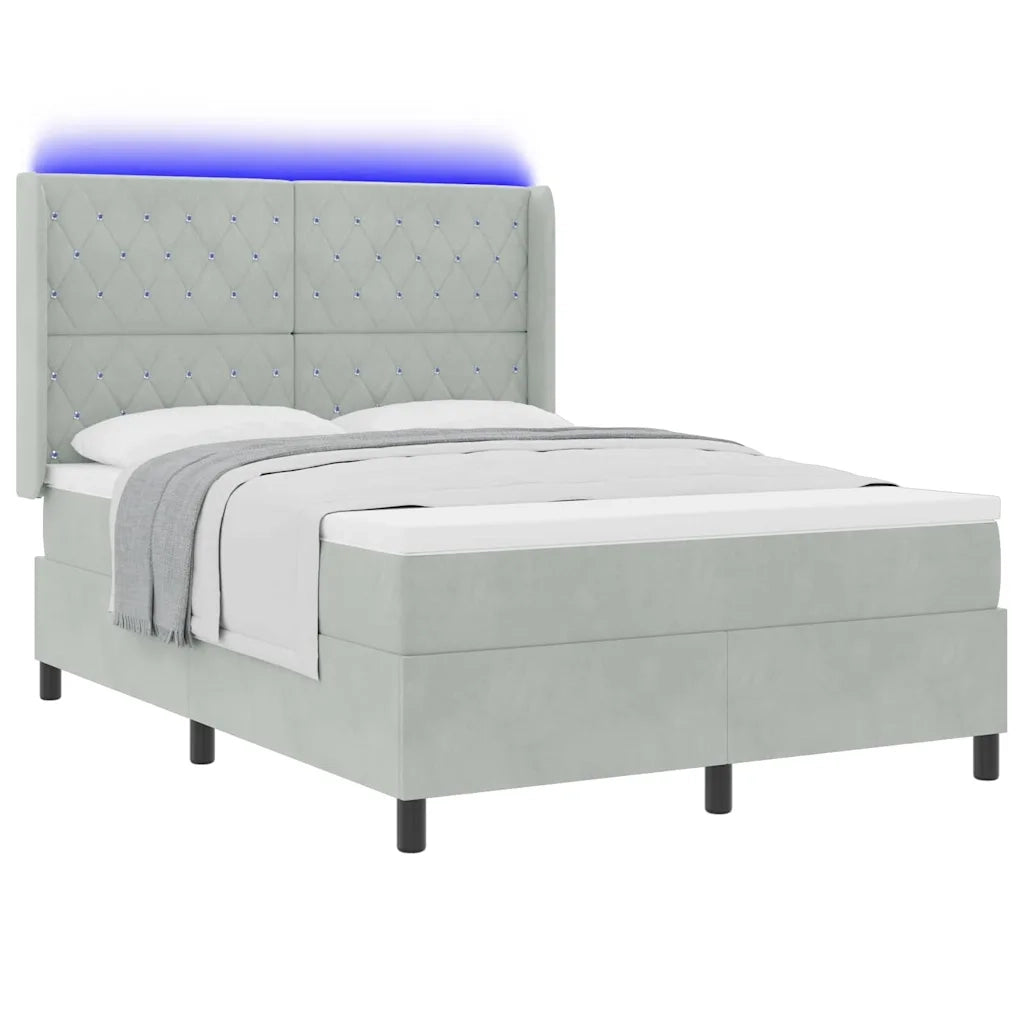 Letto a molle con materasso Grigio chiaro 160 x 200 cm Velluto 3343820