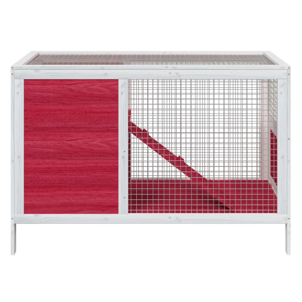 Conigliera rossa 103 x 44 x 69,5 cm in legno massello di pino Rosso 02_0041958