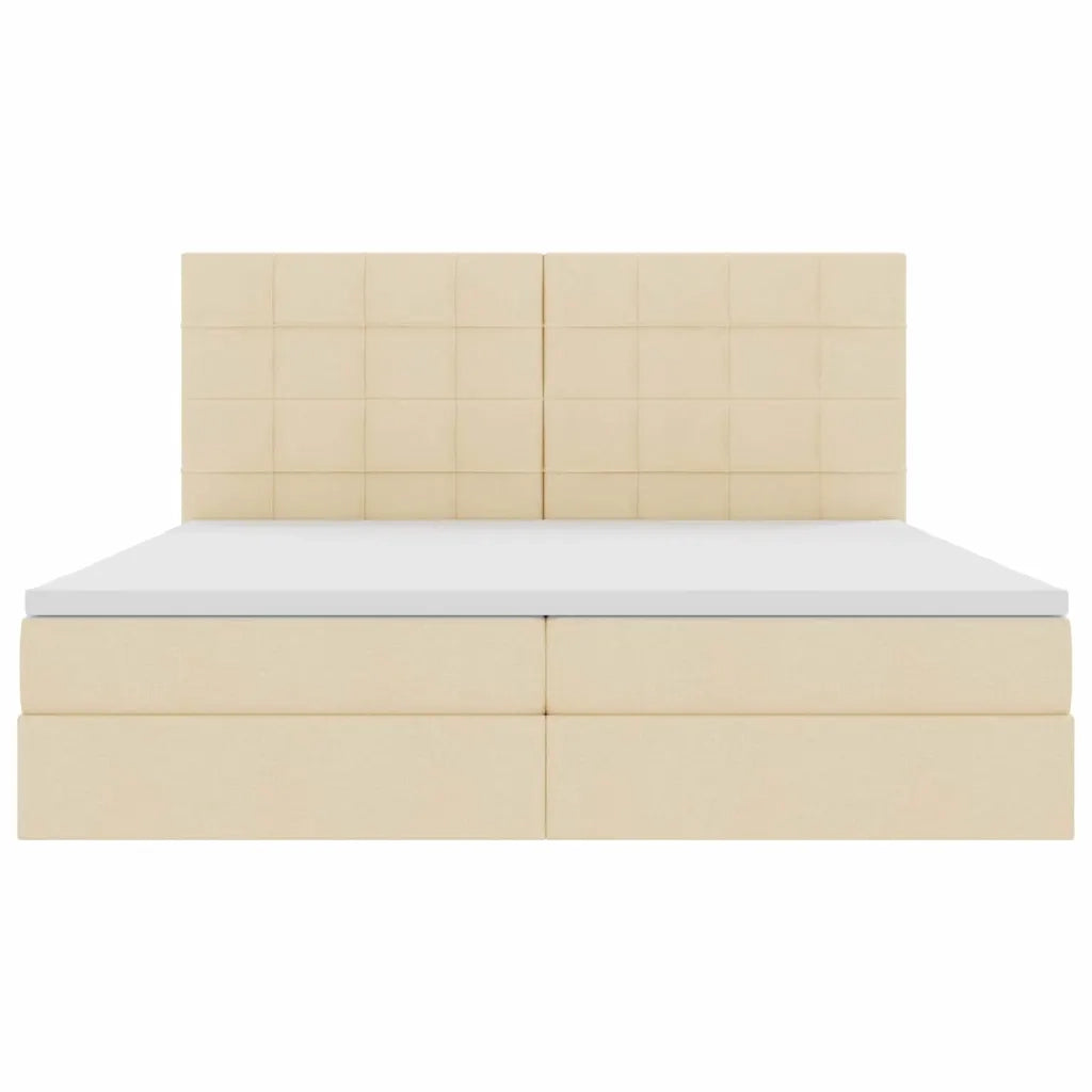 Letto con contenitore e materasso Crema 200 x 200 cm Poliestere