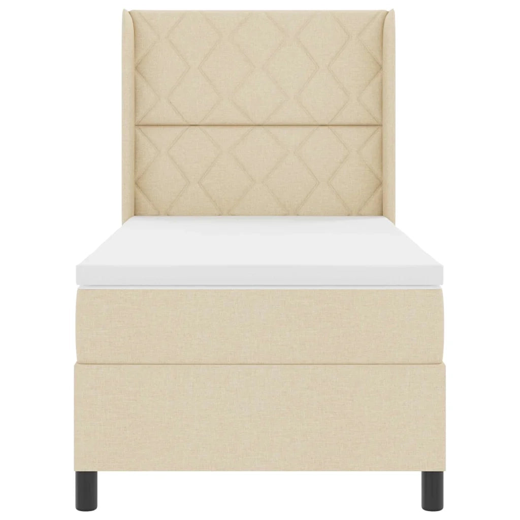 Letto a molle con materasso Crema 100 x 200 cm Tessuto