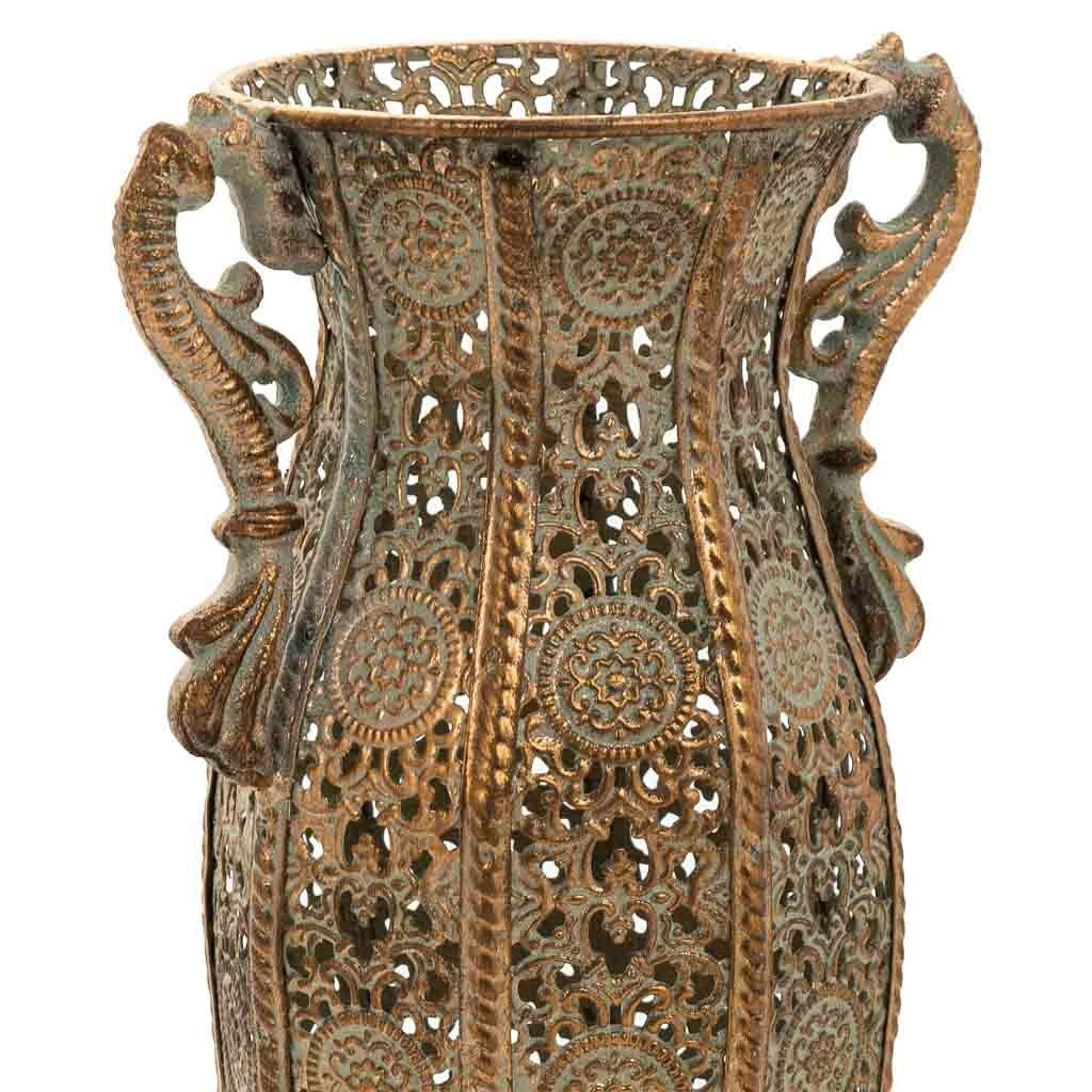 Vaso in metallo dorato 15,5x11,5x34h