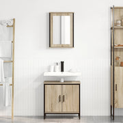 Set di mobili per bagno 2 pezzi in quercia ingegnerizzata