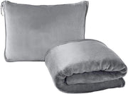 Deken da viaggio 2 in 1 - Ultraleggero - Decongestionante Debito aereo - Cuscino trasformabile - Cuscino con borsa da valigia - 230GSM Flanella - Cuscino da viaggio