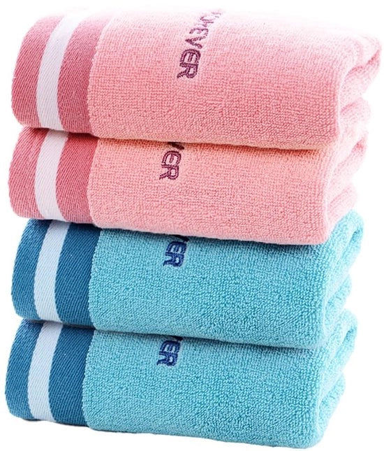 Set di Asciugamani in Cotone - 4 Pezzi - 34x74 cm - Respiranti - Soffici - Duraturi - Senza Piume - Sicuri per la Famiglia - Asciugamani da Bagno