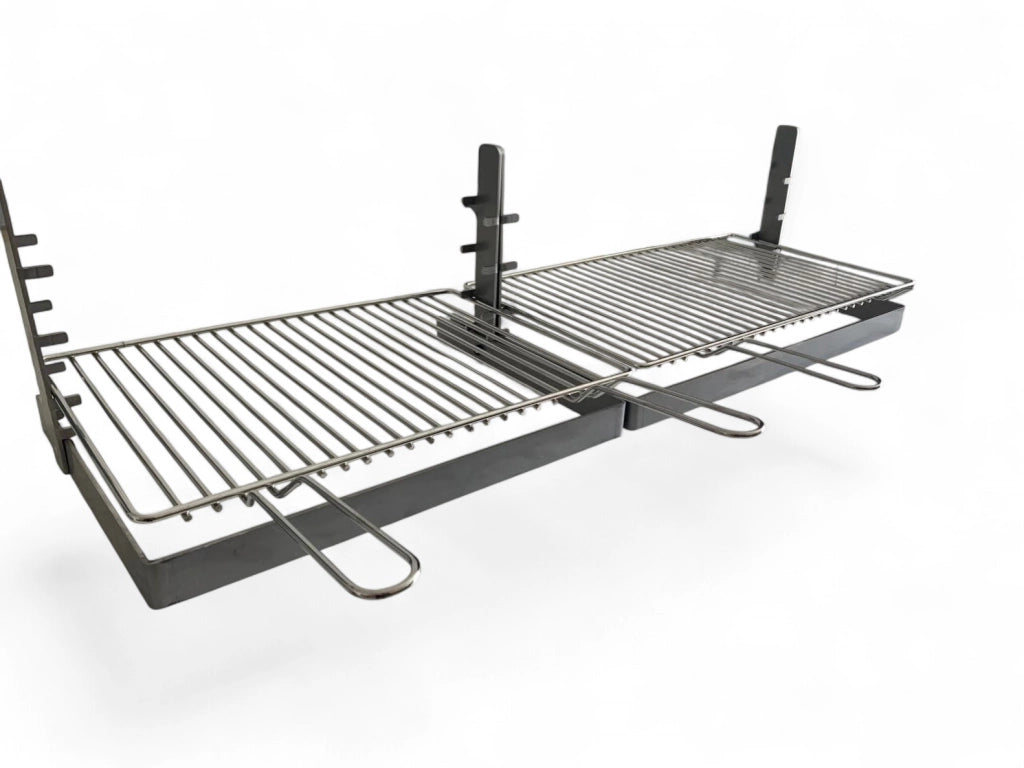 Griglia per Barbecue e Camino in Acciaio Cromato, Regolabile in Altezza, Struttura in Ferro, per Carne Pesce e Verdure 80x36 cm