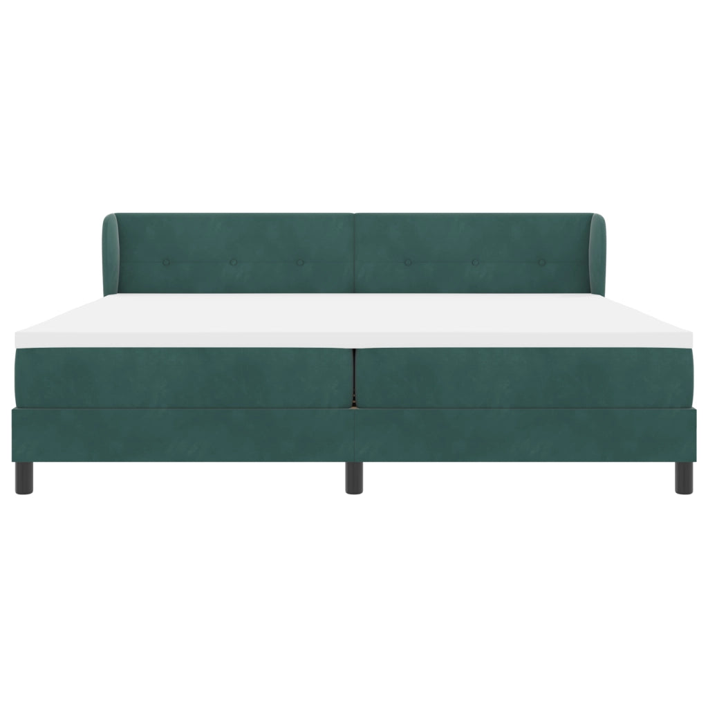 Letto Box Spring con Materasso Verde Scuro 200x200 cm Velluto