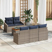 Set Divano da Giardino 6 pcs Grigio e Blu Navy polyrattan