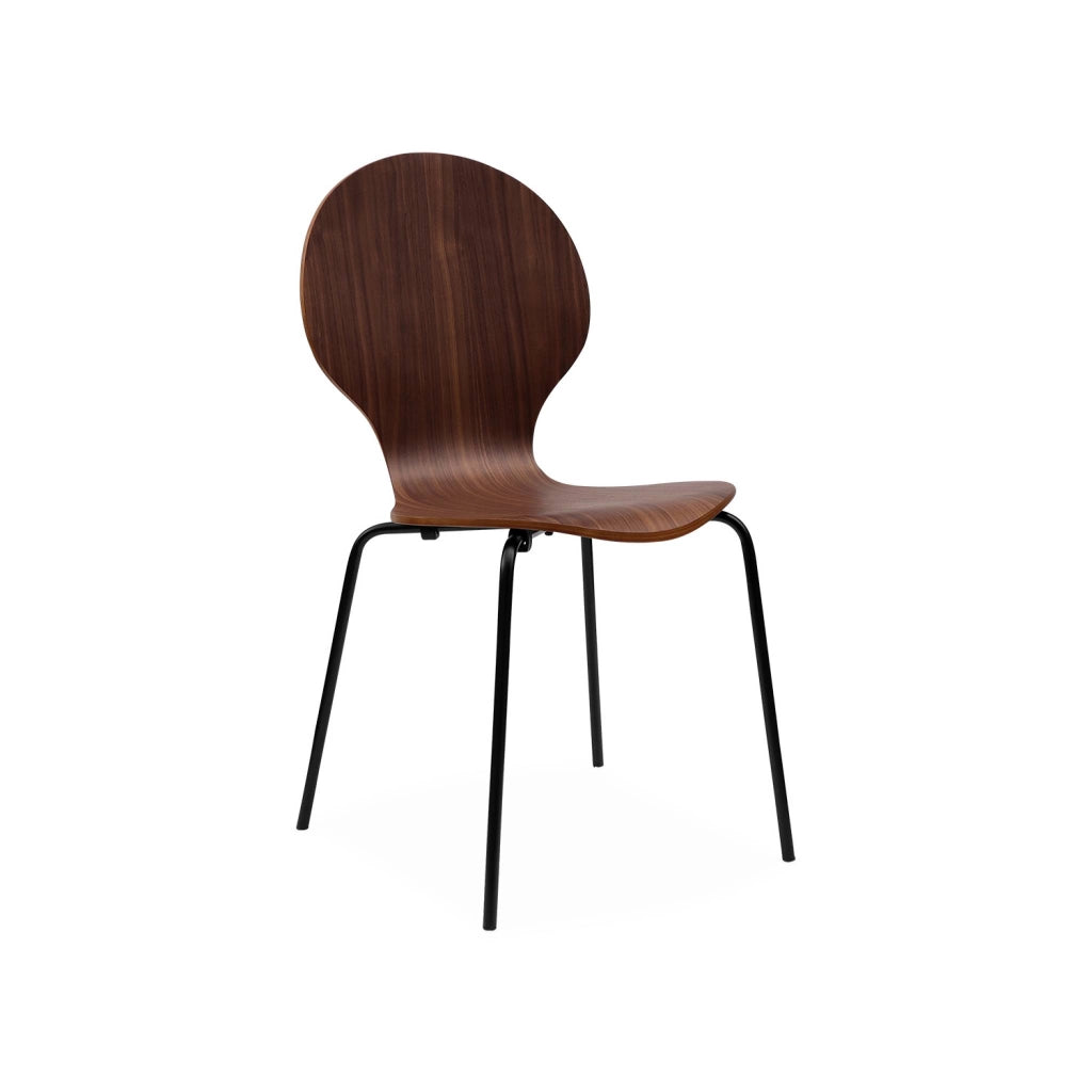 Sedie da pranzo in legno con gambe in acciaio, set di 4, marrone