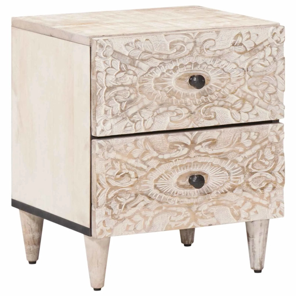 Comodino | Armadio da Notte | Mobiletto da notte con cassetto Bianco 40 x 33,5 x 46 cm