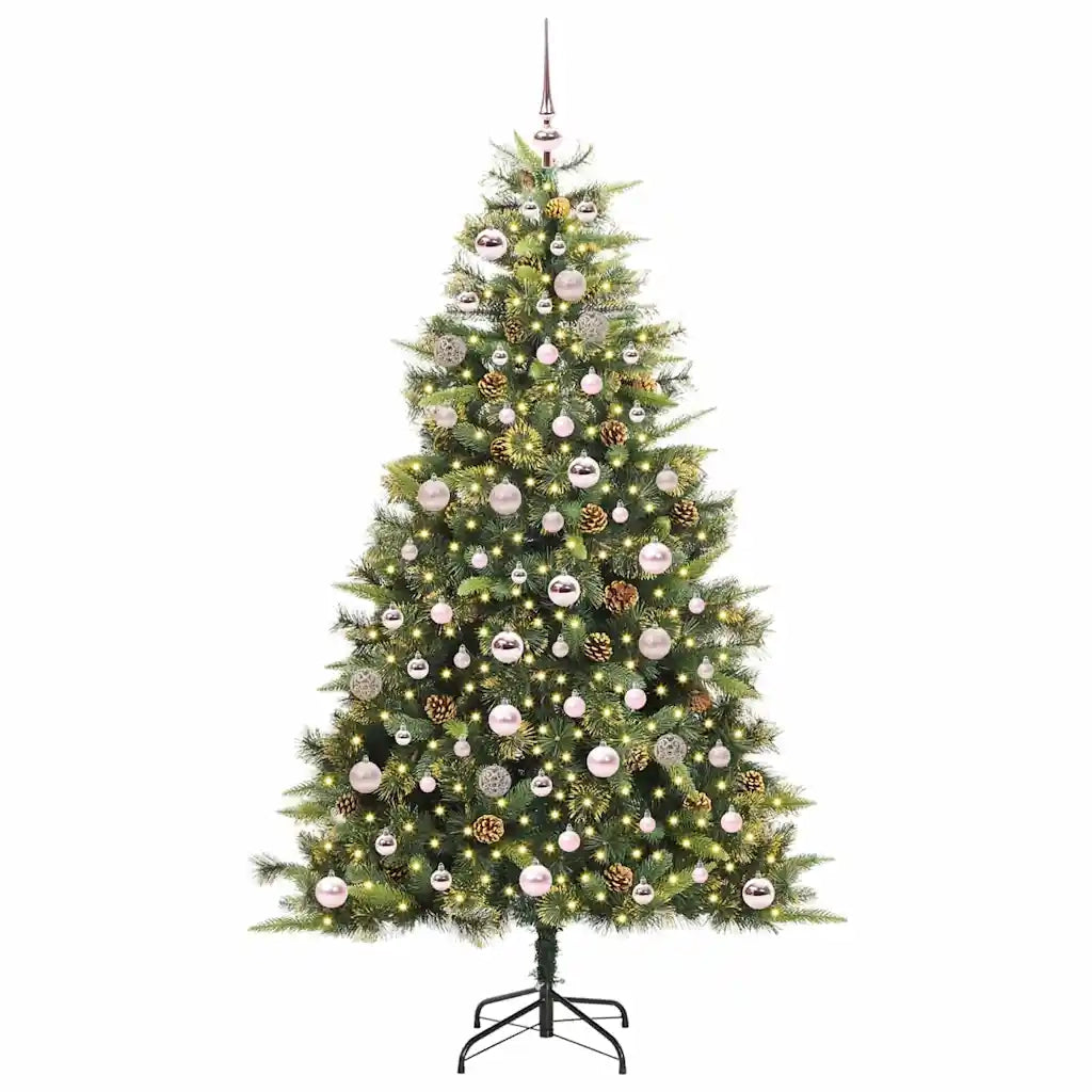 Albero di Natale artificiale pieghevole con coni Verde 180 cm 3395091