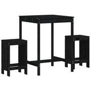 Set Bar da Giardino 3 pz | Set Salotto da Giardino Nero in Legno Massello di Pino