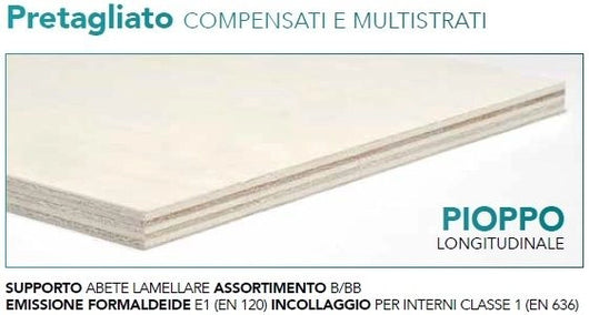 Foglio pioppo sezionato mm.10x1200x400