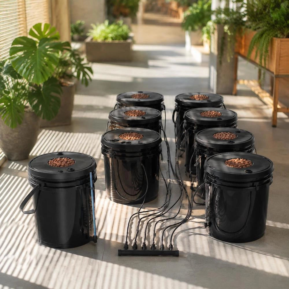DWC Hydroponics Grow System, Hydroponic Growing System, Deep Water Culture 5-Gallon 8 Buckets, DWC System With Air Pump, Air Stones And Water Level Indicator For Leafy Greens