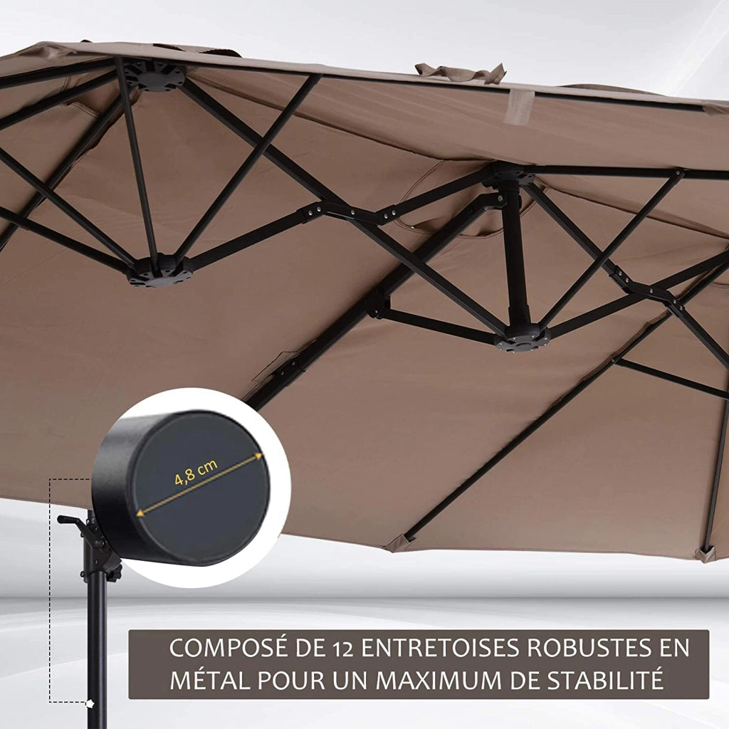 Ombrellone da Giardino Inclinabile ¨C zephmum ¨C Marrone, Poliestere, 4.45x2.7x2.6 m
