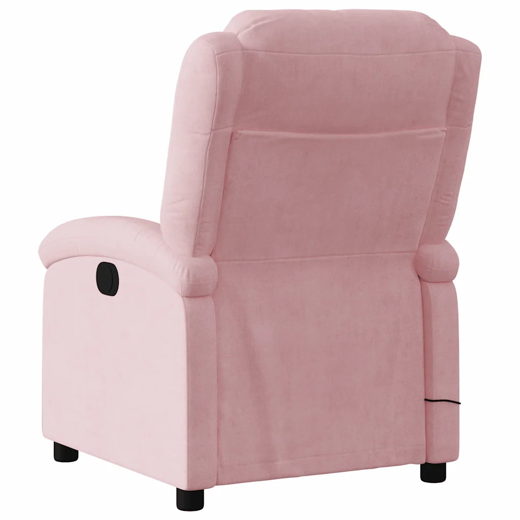 Poltrona Massaggiante Reclinabile Elettrica Rosa Velluto 3204293