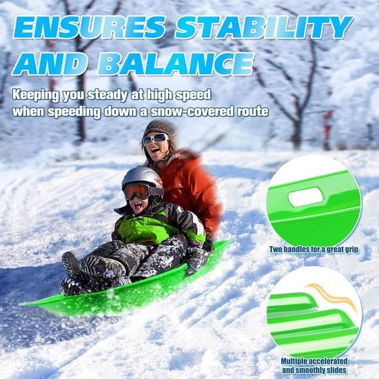 Slee da Neve 89 cm per bambini e adulti - Telaio in plastica con fune - Discesa invernale rosso + verde