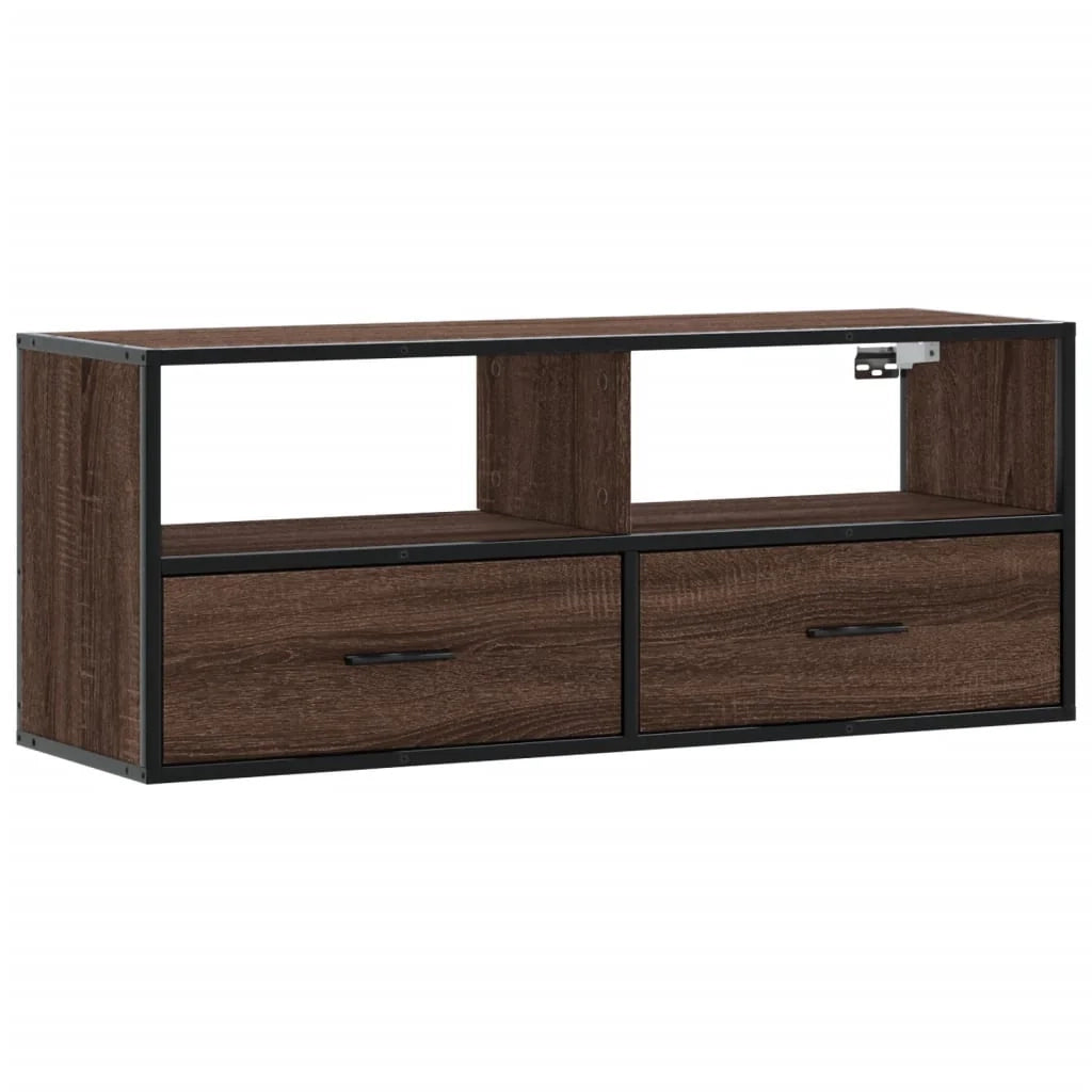 Mobile TV multimediale mensola per TV credenza per TV sala da pranzo soggiorno camera da letto rovere 100 x 31 x 39,5 cm legno ingegnerizzato e metallo marrone 02_0027097