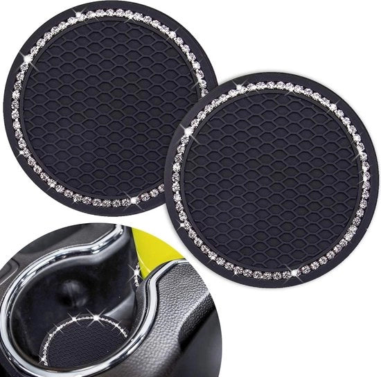 Onderzetters auto per 2 pezzi - universali - 2,75 pollici accessori auto anti-slip con diamanti spruzzati in cristallo - con diamanti bianchi - per donne e signore