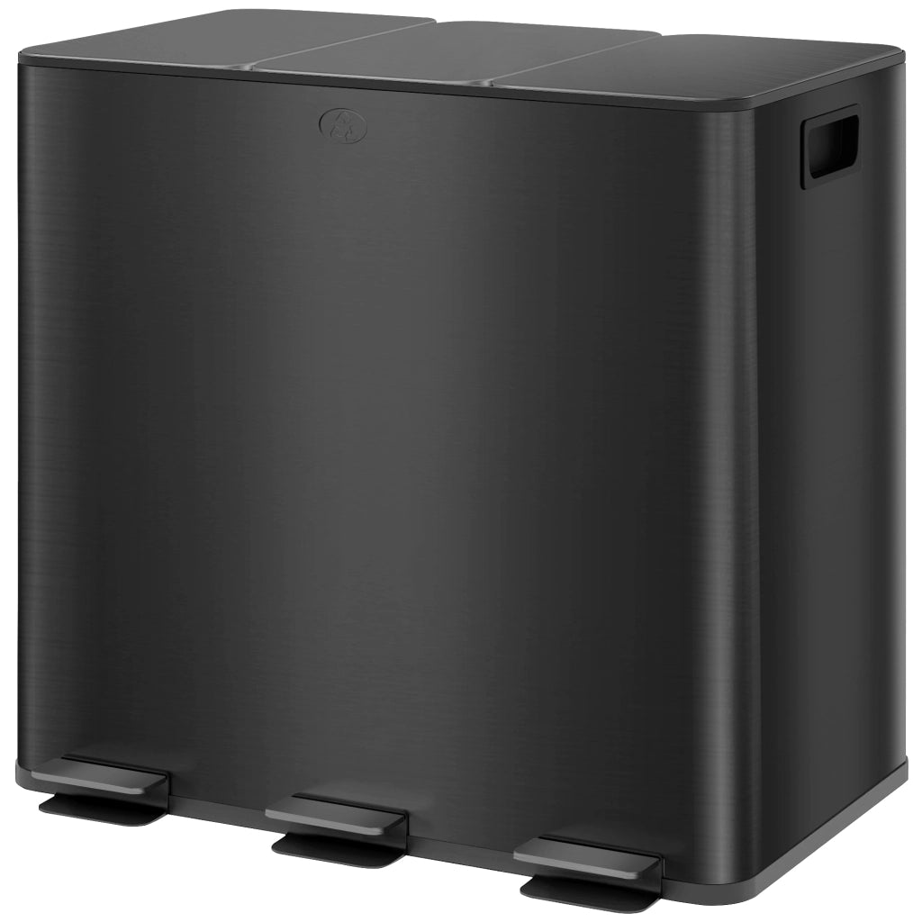 Cestino 3 Scomparti 15L ¨C zephmum ¨C Nero, Deodorante, Soft-Close