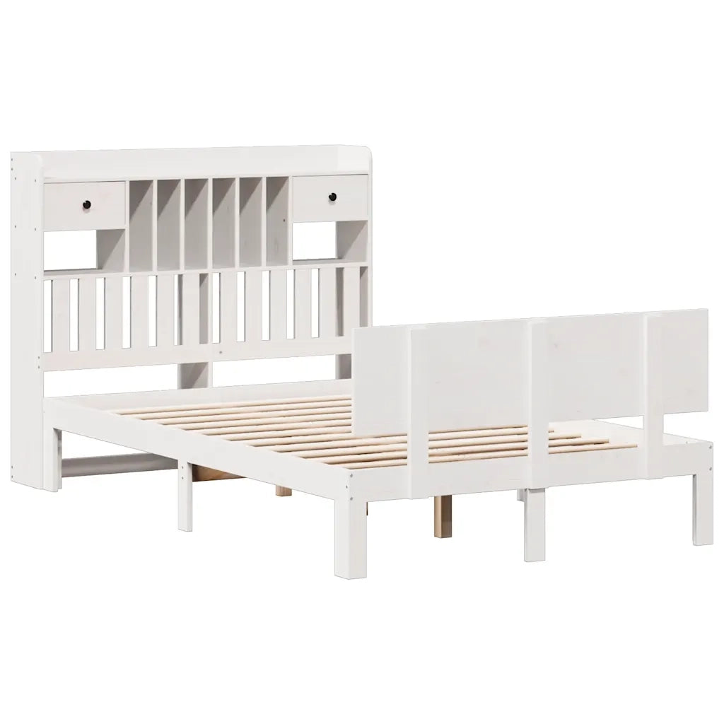 Letto Libreria senza Materasso Bianco 135x190 cm Legno di Pino 3322683