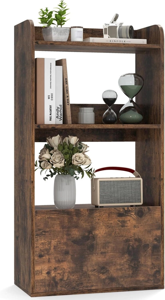 Libreria Aperta a 3 Ripiani, Scaffale Salvaspazio in Legno con Cassetto, Scaffale Portaoggetti Espositivo per Camera da Letto, Soggiorno, Cucina e Ingresso, 55 x 29 x 105 cm (Bianco)