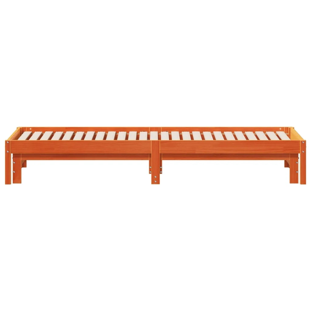 Divano con Letto Estraibile Marrone Cera 90x190cm Massello Pino