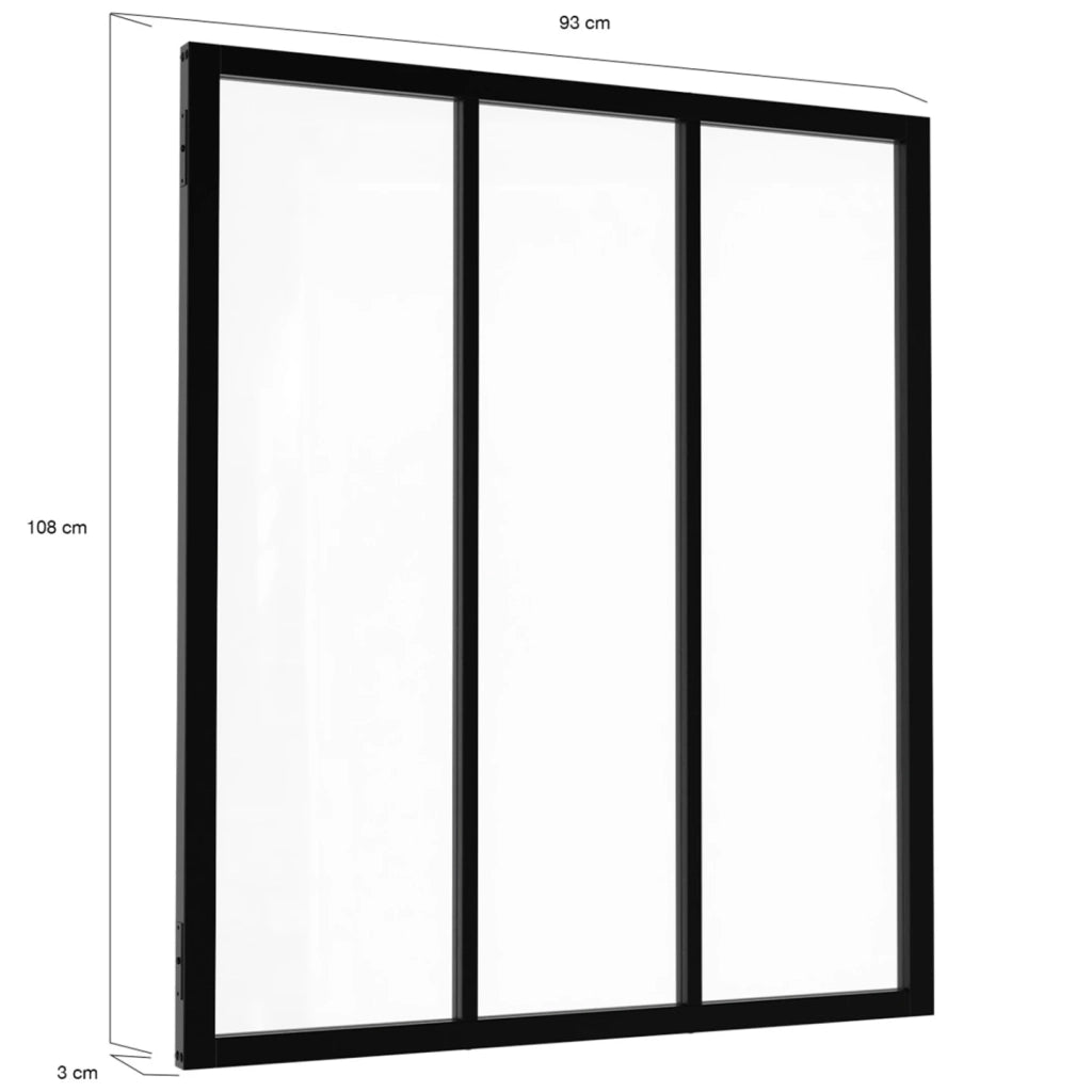 IDMarket - Techo de cristal de 3 hojas 93x108 cm en metal negro