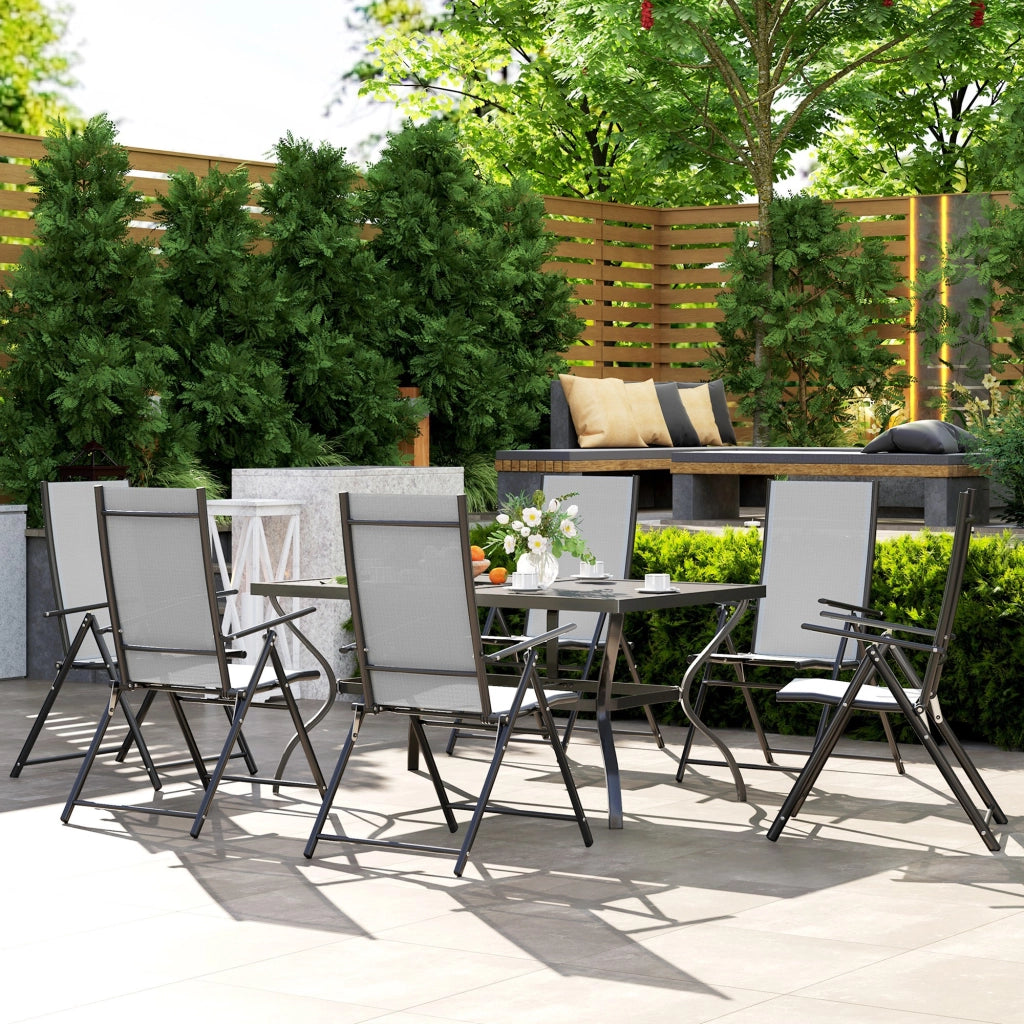 Set da Giardino 7 Pezzi con Tavolo e Sedie Pieghevoli ¨C zephmum ¨C Grigio