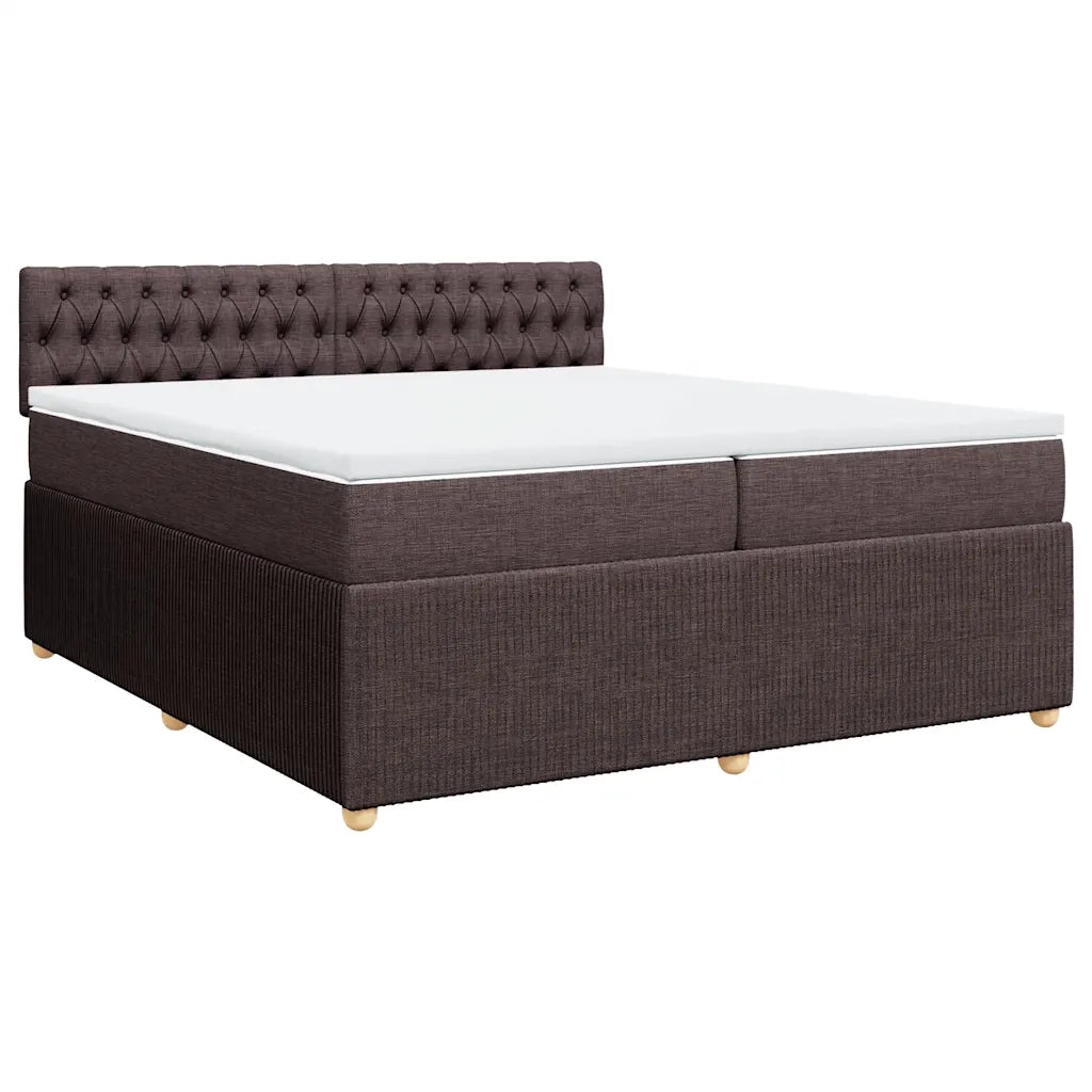Giroletto a Molle con Materasso Marrone Scuro 200x200cm Tessuto