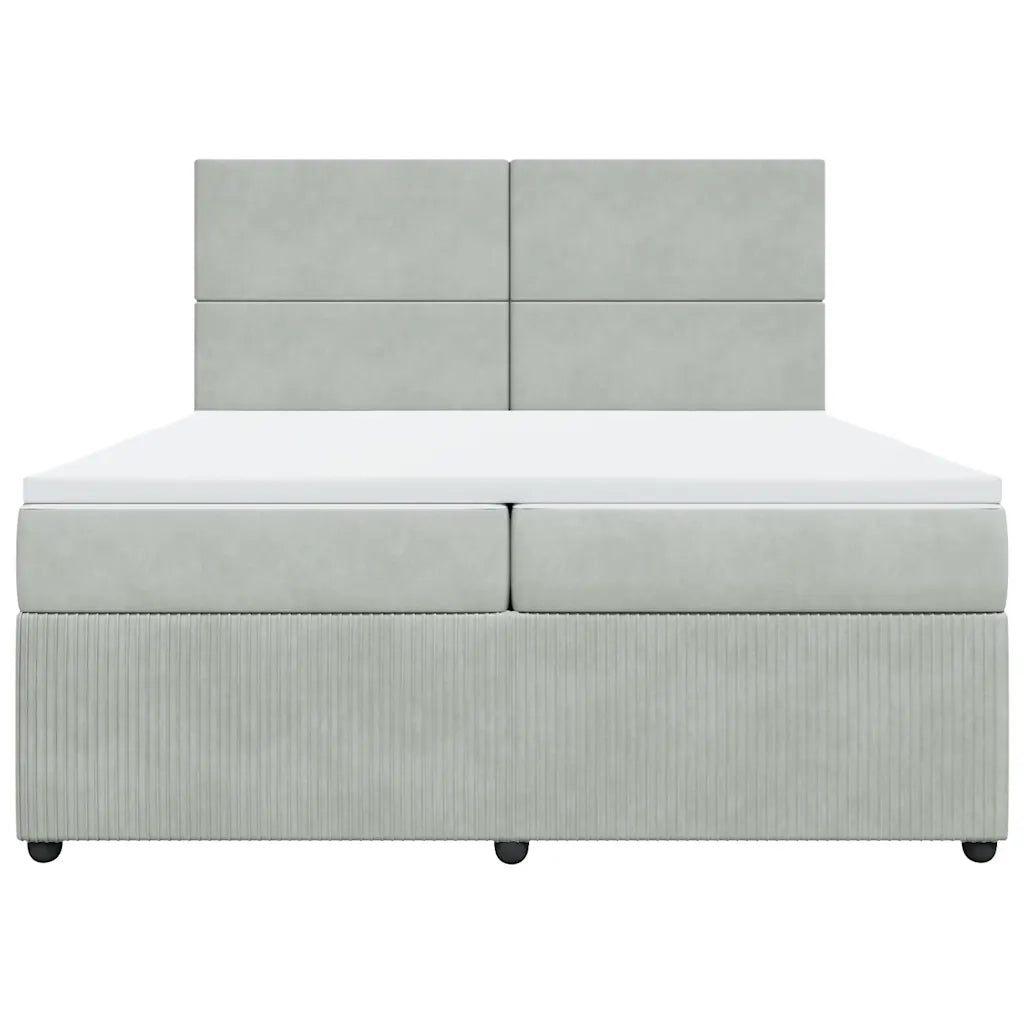 Giroletto a Molle con Materasso Grigio Chiaro 200x200cm Velluto